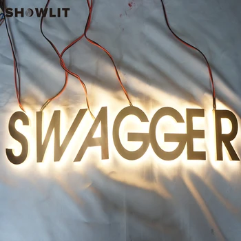 

Backlit Mirror Gold Steel Logo Custom Made Polished Gold Logo Signs Golden Steel Door Signs Light Up