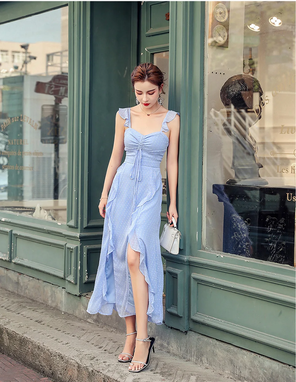 Sky Blue British Style Chiffon Dress 