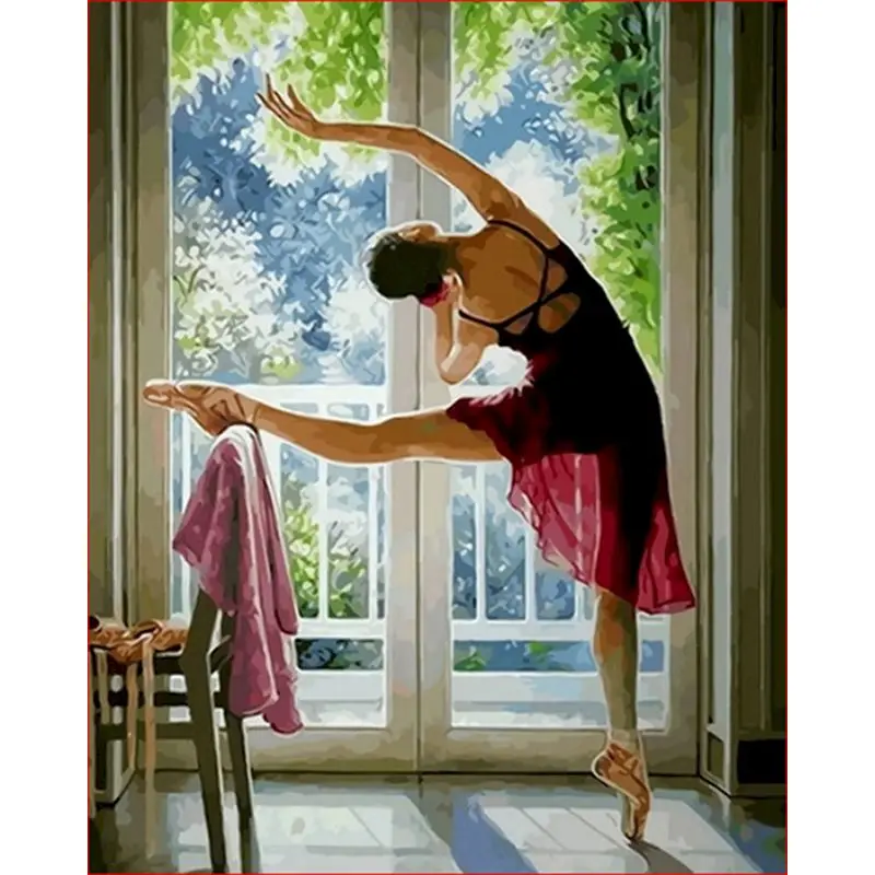 

GATYZTORY Frame Diy Painting By Numbers Ballerina Girl Hand Painted Oil Painting Canvas Picture Paint By Numbers Wall Art Pictur