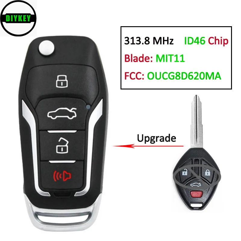 

DIYKEY улучшенная версия 313,8 МГц ID46 для Mitsubishi Eclipse Galant 2007 - 2012 MIT11 Blade FCC: OUCG8D620MA