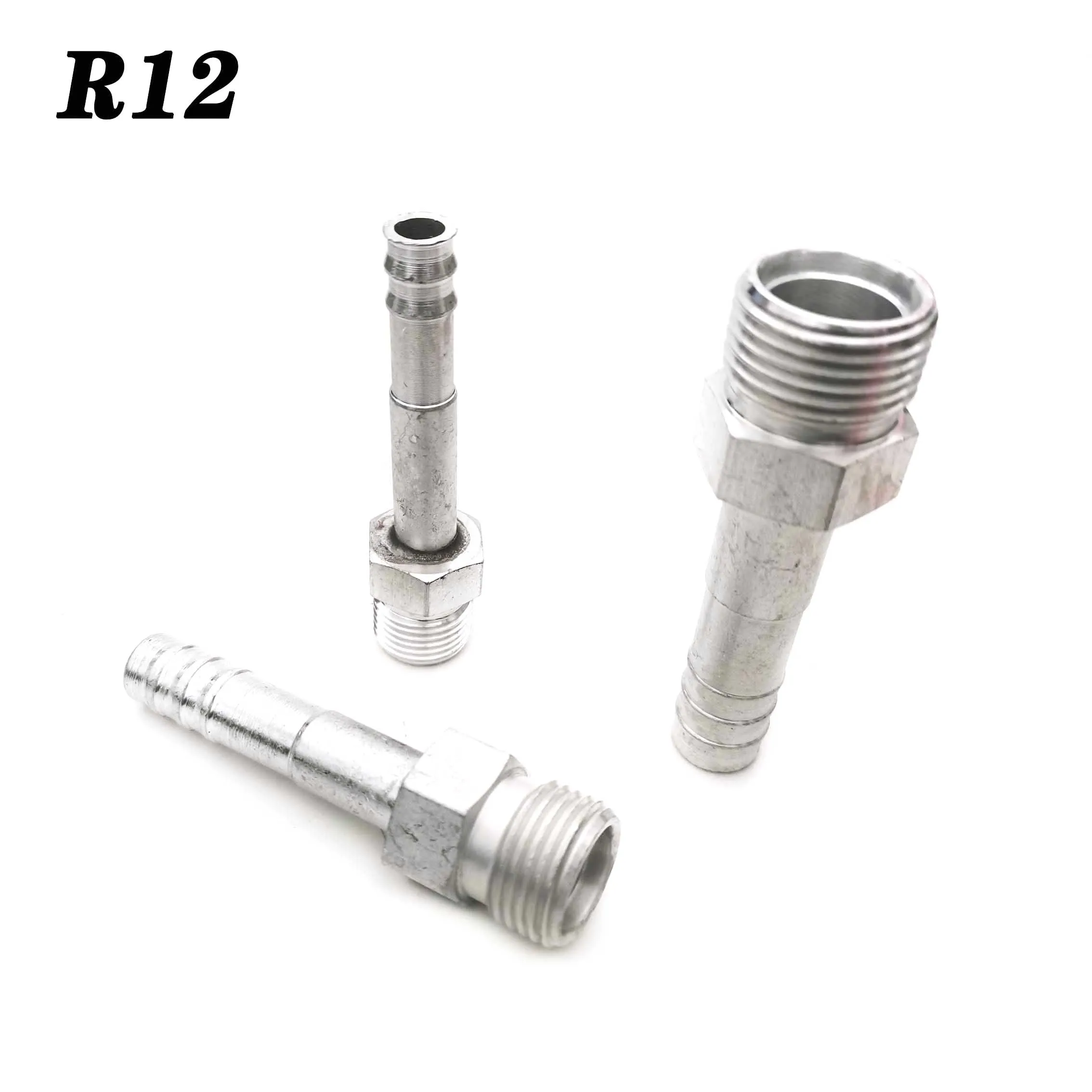 R12 # 6 # 8 10 Straight Male Insert Barbed O-Ring for A/C Refrigerant Hose Fittings Outer Thread Connector Joints Fixture