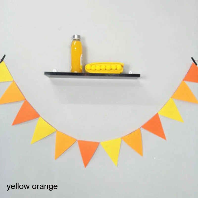 yellow orange Флажки для праздника дарения для будущей матери 12 флаги, большое количество цветов, нетканые 2,5 M Вымпел 1 пакет День рождения, товары для свадьбы овсянка детской комнаты настенный Декор - Цвет: yellow orange