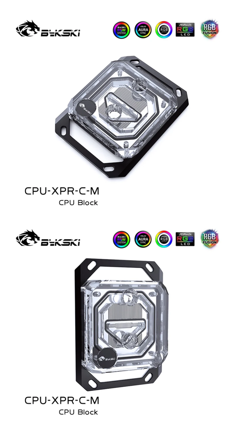 bykski processador cpu bloco de água refrigerador do dissipador calor para ryzen acrílico transparente rgb