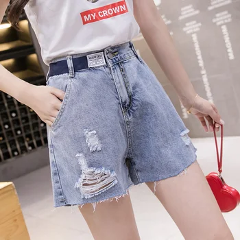 

Summer Shorts Jeans Women Fashion Washed High Waist A-line Short Jeans Female Ripped Denim Hot Pant Brand Women's Clothing