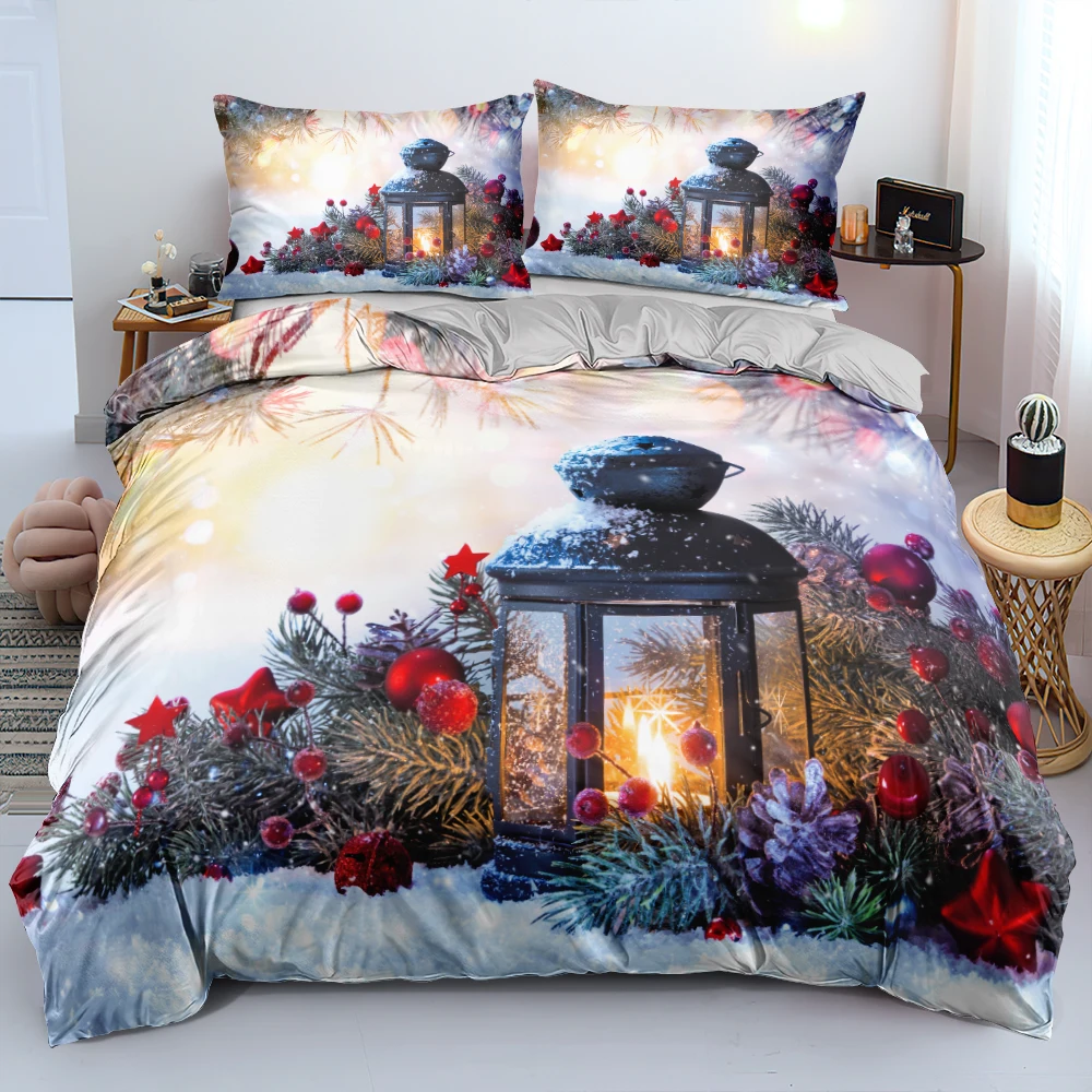 

Christmas Duvet Cover and Pillowcase(s) King/Queen/Double Quilt Covers Set 3D Bedding Sets 3-Piece Queen Bed Linen non-shrink