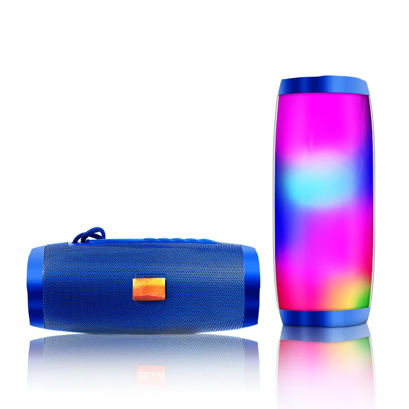 Колонка наружная портативная bluetooth беспроводная 10 Вт светодиодный водонепроницаемый динамик стерео Hi-Fi усиленный бас встроенный микрофон громкоговоритель - Цвет: Синий