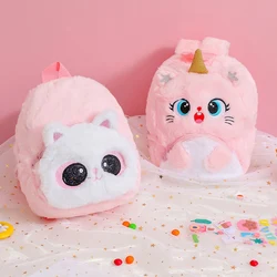 Child Backpack Girl Cute Cartoon Backpack Plush Cat Backpacks Cute Fashion Fur Backpacks Children Schoolbag Kids Gift Book Bag