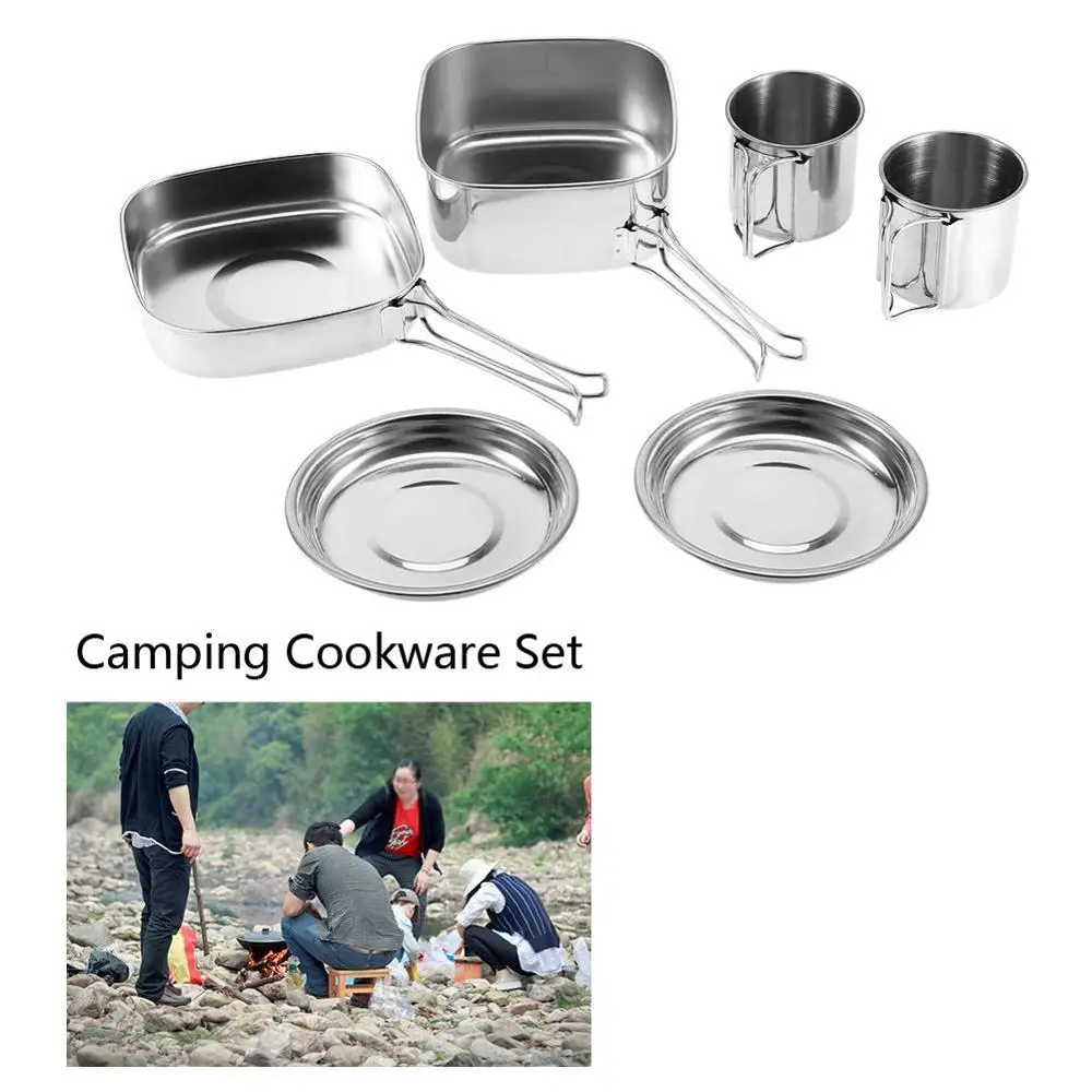 

6pcs/Set Outdoor Cookware Set Camping Cookware Utensils Outdoor Cooking Teapot Picnic Tableware Kettle Pot Frying Pan