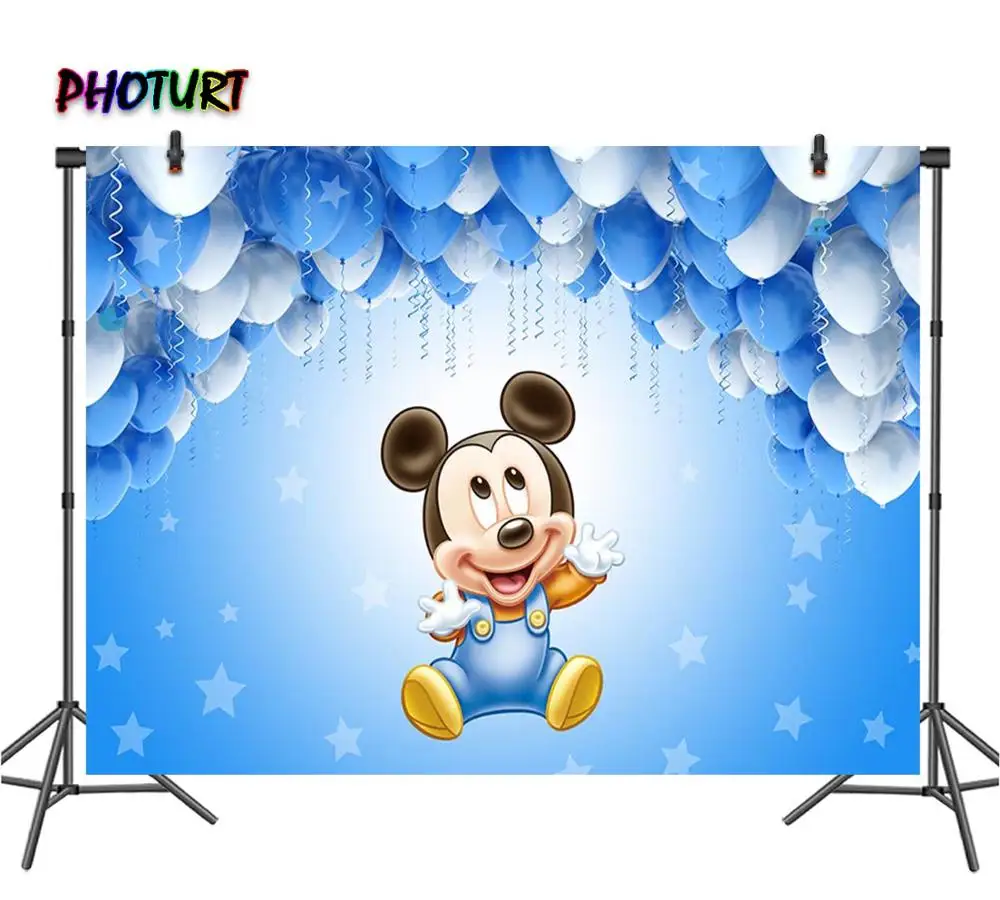 PHOTURT Микки Маус фотография Фон Baby Shower вечеринка для мальчика день рождение задний