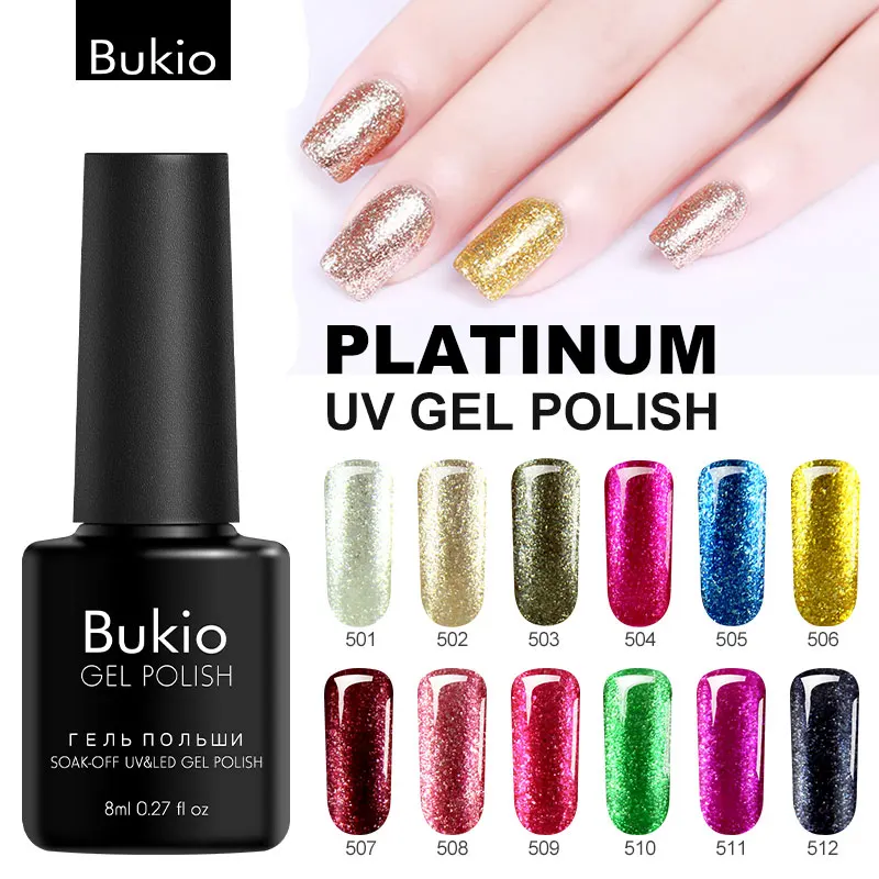 

Bukio Super Sapphire Starry-sky Platinum Gel Nail Varnish Paint Lasting UV Hybrid Varnish 12 Color Optional Lucky Lacquer 8ml