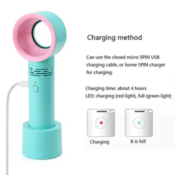 

New 360 Degrees USB Rechargeable Bladeless Fan Handheld Mini Cooler No Leaf Handy Fan With LED