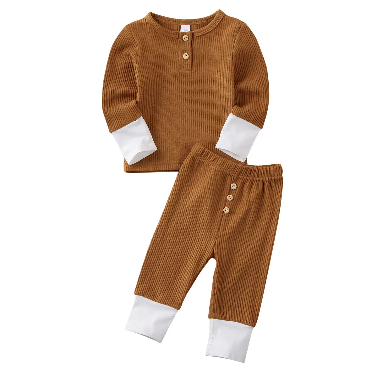 Pudcoco/комплект одежды для малышей, одежда для маленьких девочек и мальчиков, вязаные топы, футболка, леггинсы, штаны, комплект одежды - Цвет: Коричневый