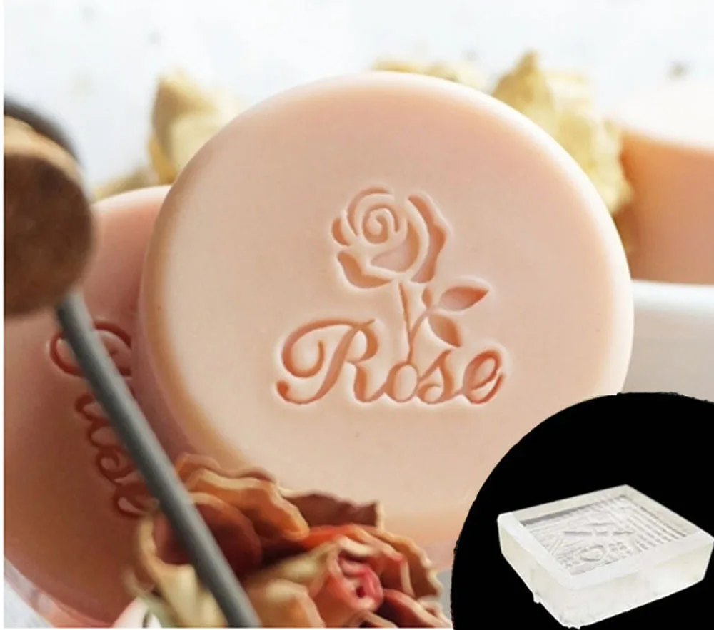Exquisite Acrylic Soap Stamp, Rose Flower, Beautiful Plants Style, Handmade Seal, Natural for Soap Making Chapters