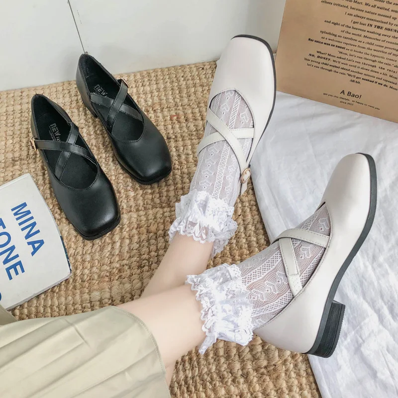 

2019 New Style British Style Fairy Wind Straight-line Buckle Ride Mori Girl Line Versatile Low Heel Fashion Breathable Small Lea