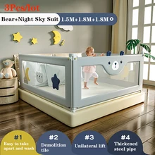 

3Pcs/Lot 1.5Mx1.8Mx1.8M Baby Playpen Bed Safety Fence Kids Anti-Fall Security Rail Side Protective Toddler Fence for 0-4 Years