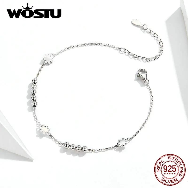 WOSTU Новое поступление 925 пробы Серебряный цветок маргаритки браслет для женщин свадебные браслеты подарок на день рождения ювелирные изделия DXB146