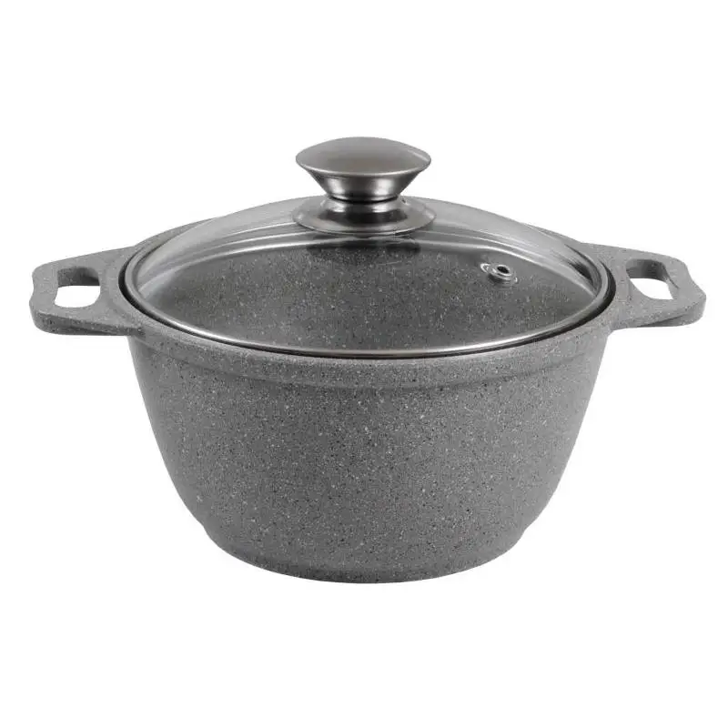 Кастрюля Kukmara, Мраморная, 2 л, с антипригарным покрытием, светлый мрамор