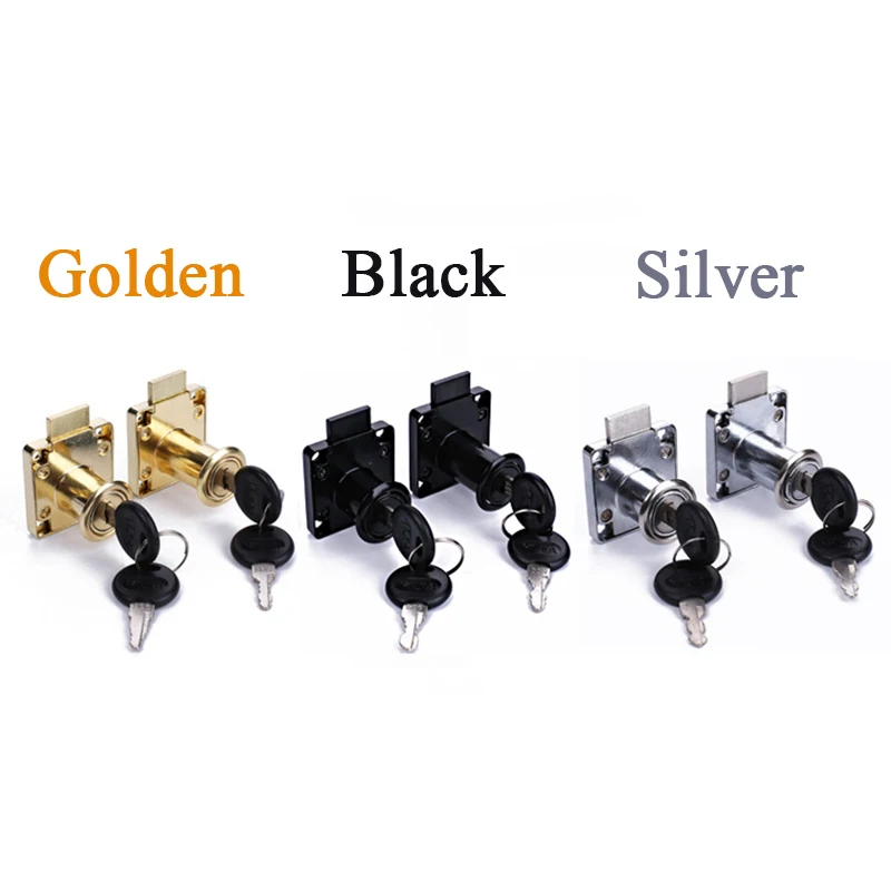 1Set with 2 Keys Drawer Locks Furniture Hardware Door Cabinet Lock Office Desk Letter Box 3Colors Cam Golden Black Silver | Обустройство