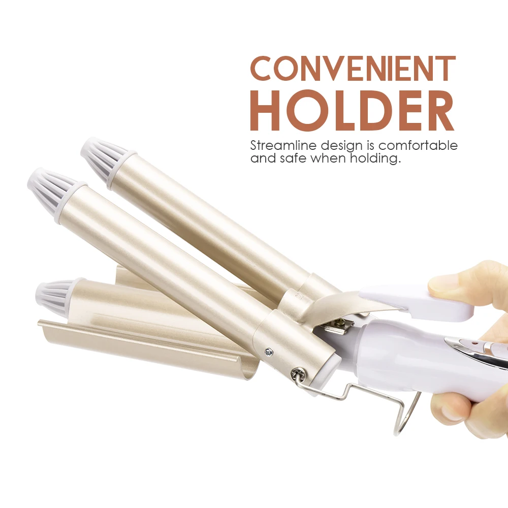 Description Picture 4 of item22mm Triple Barrel Hair Curling Iron Ceramic Hair Curler Professional Hair Waver Tongs Styling Tools for All Hair Types