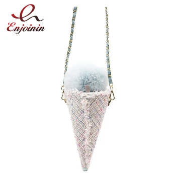 

Fun Ice Cream Plush Messenger Bag Ladies 2020 Purses and Handbag Clutch Bag Shoulder Bag Fashion Chain wallet Cute Side Bag