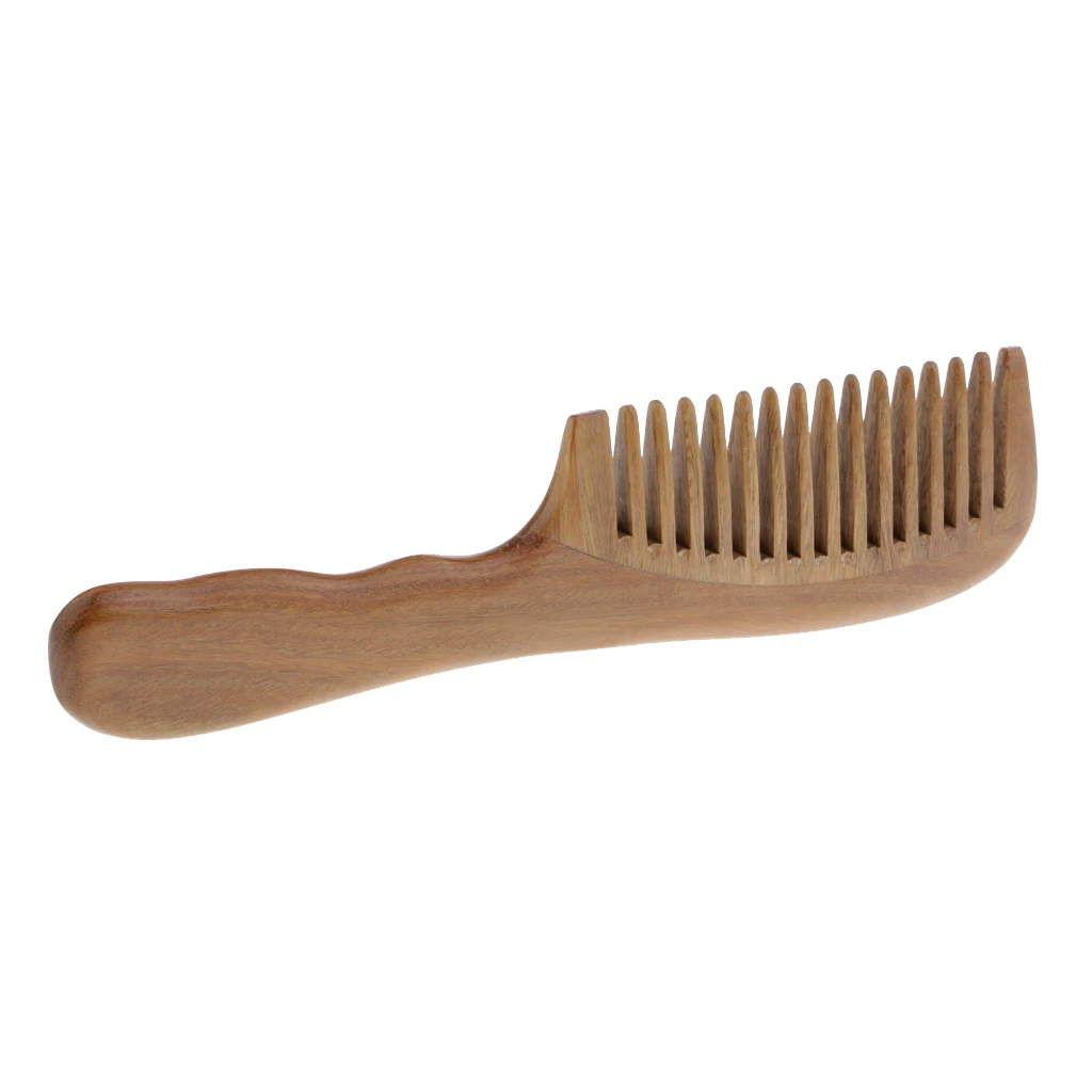 Natural Sandalwood Durable Wooden Comb Wide/Fine Toothed Detangling Hair Comb for Thick Curly Hair 7.7`