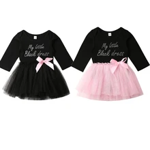 Вечерние платья-ромперы принцессы для новорожденных девочек розовые/черные кружевные платья-пачки с буквенным принтом для детей от 0 до 18 месяцев