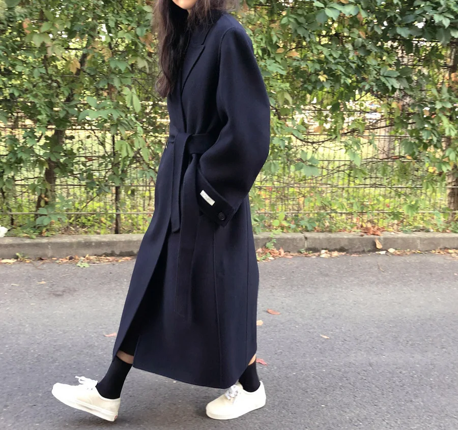 Navy Coat Coat Warm 100% Wool Jacket 