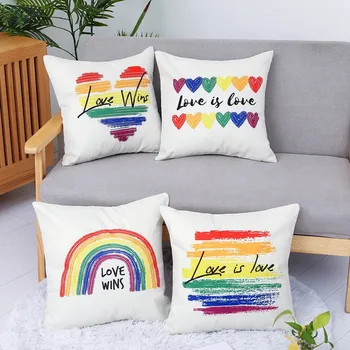 

Rainbow Pillow Case Love Win Throw Cushion Cover Sofa Pillowcase Decoration