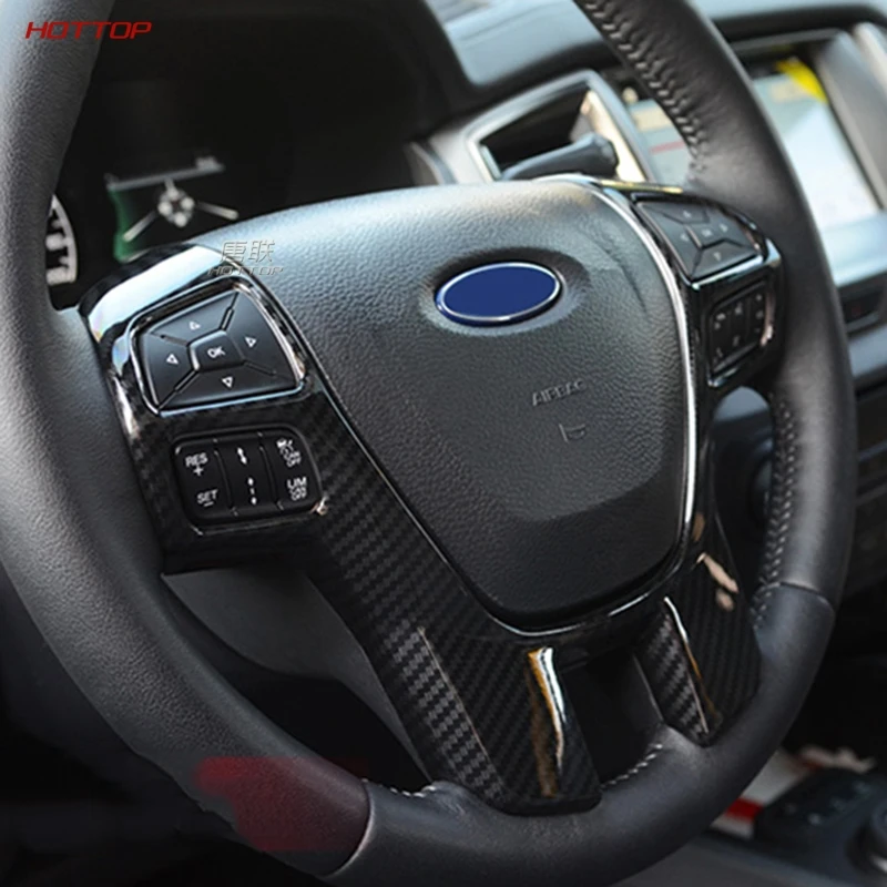 ABS углеродное волокно Текстура Черный Руль украшения отделка стикер для Ford Everest