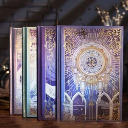 Livre à main de château magique de style européen rétro, livre en couleur, art bronze métallique, illustration peinte à la main, journal intime 