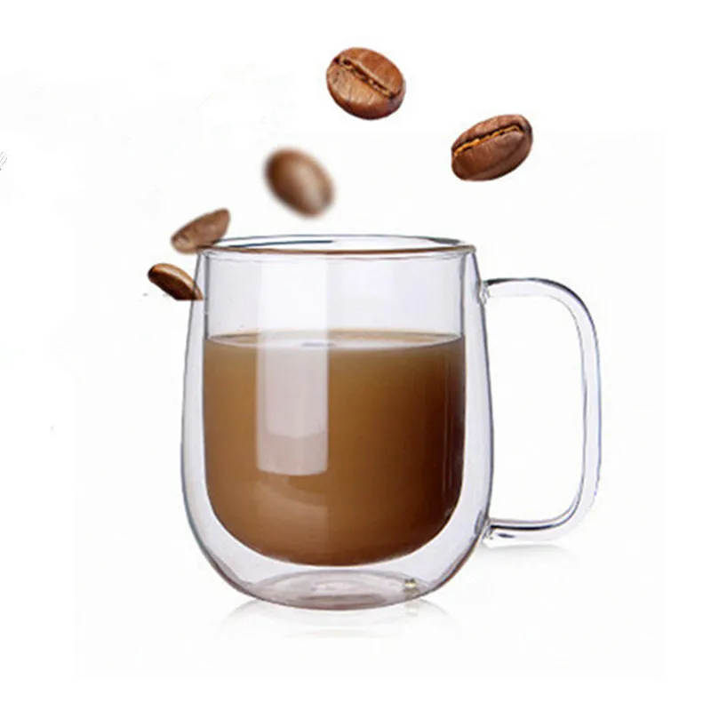 Doppel Kaffee Becher Mit die Griff Becher Trinken Isolierung Doppel Wand Glas Tee Tasse kreactive Geschenk Drink Milch