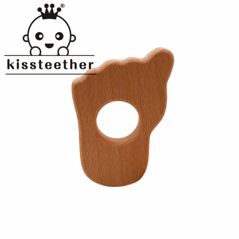 

Kissteether Natural Wooden Animal Sole Baby Wooden Teether Teething Rattle Montessori Inspired Nursing
