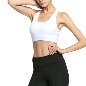 

Women\u2019 s Solid Color Athletic Undergarment Sports Tee Female Mobile Phone Pocket Sports Underwear White/Wine Red/Blue Back