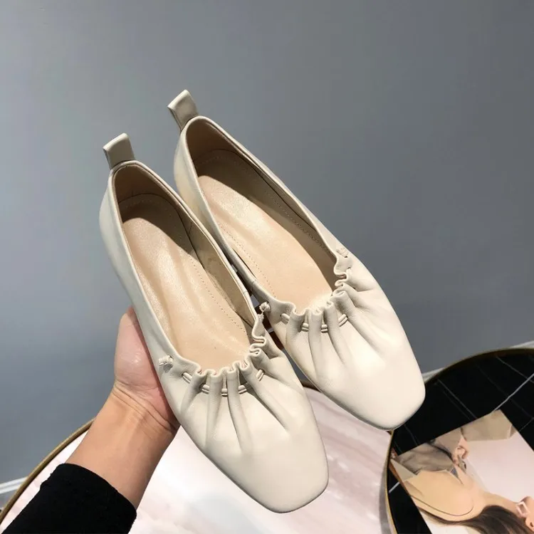 

Korean-style Pleated Tendon Soft-Sole Shu You Shoes Women's Sheepskin Grandma Shoes Women's Dance Shoes WOMEN'S Flat Shoes