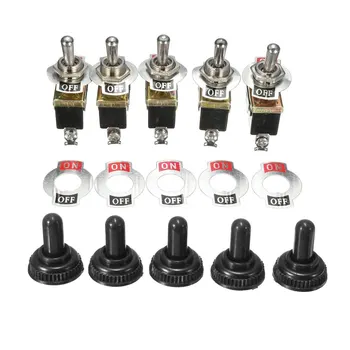 

5 Pcs/set Heavy Duty 15A 250V SPST Control 2Pins 2 Terminal ON/OFF Toggle Rocker Switch Waterproof Boot For Car Boat