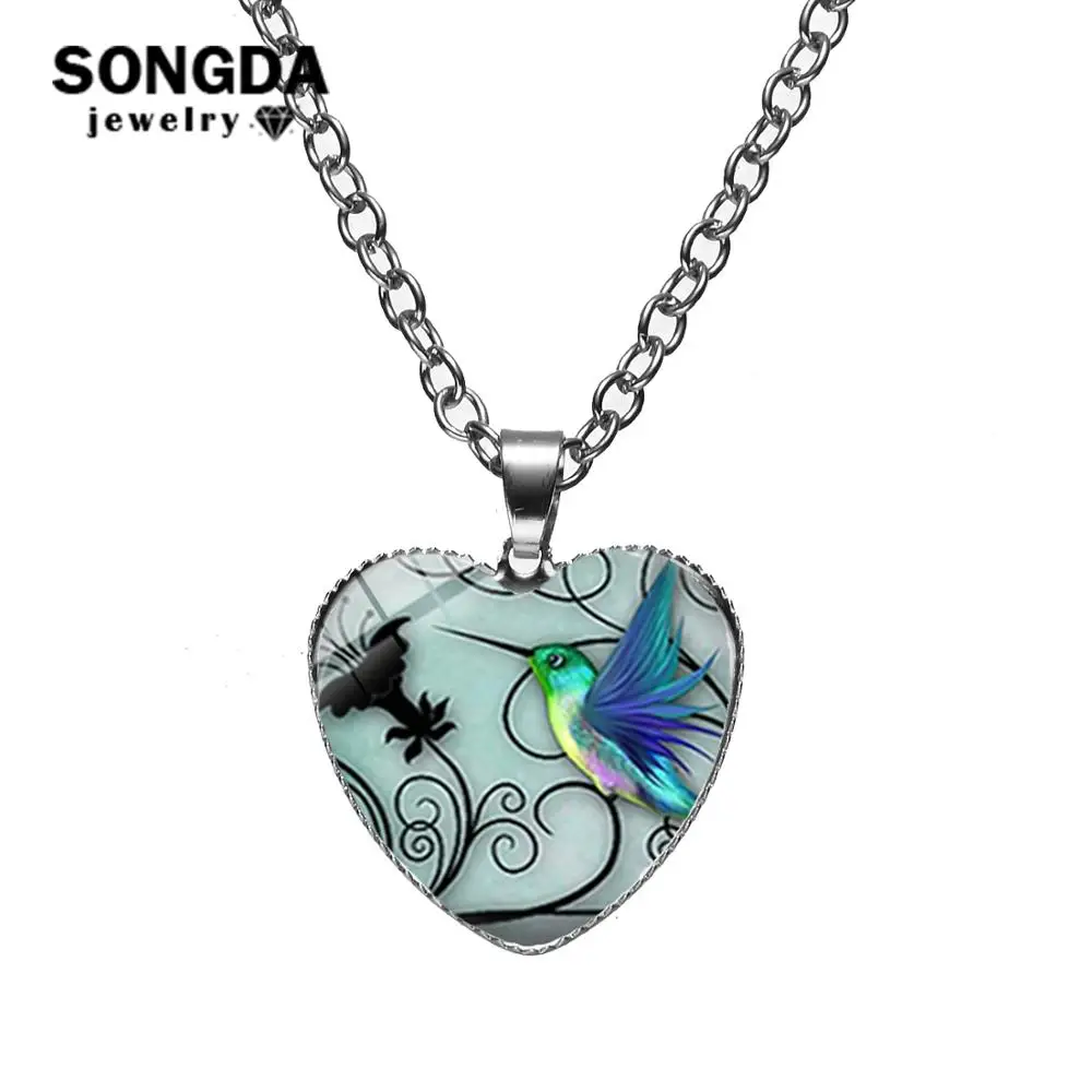 SONGDA 2019 новый дизайн модное синее колье Колибри птица животное стекло Искусство