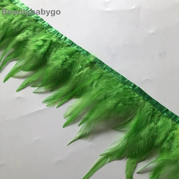 

10Y Apple Green Chicken Feather Trims 4-6" 10-15CM In Width Rooster Hackle Feahters Lace Sewing Ribbons For Crafts Making Strips