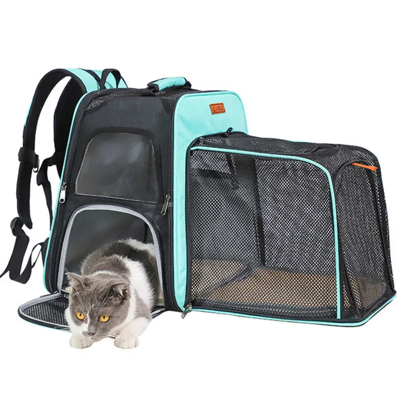 

New Ultra Light Storage Pet Backpack Breathable Mesh Design Portable Folding Pet Bag Expanding Folding Cat Bag sj-1-QS-051