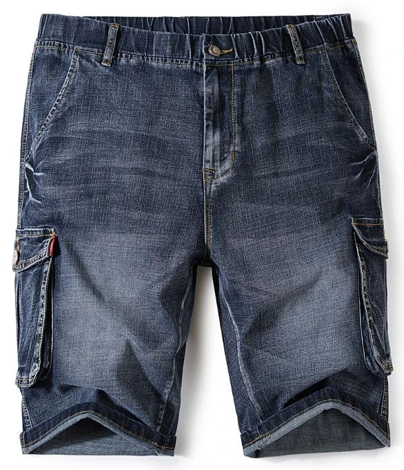 mens elastic waist denim shorts