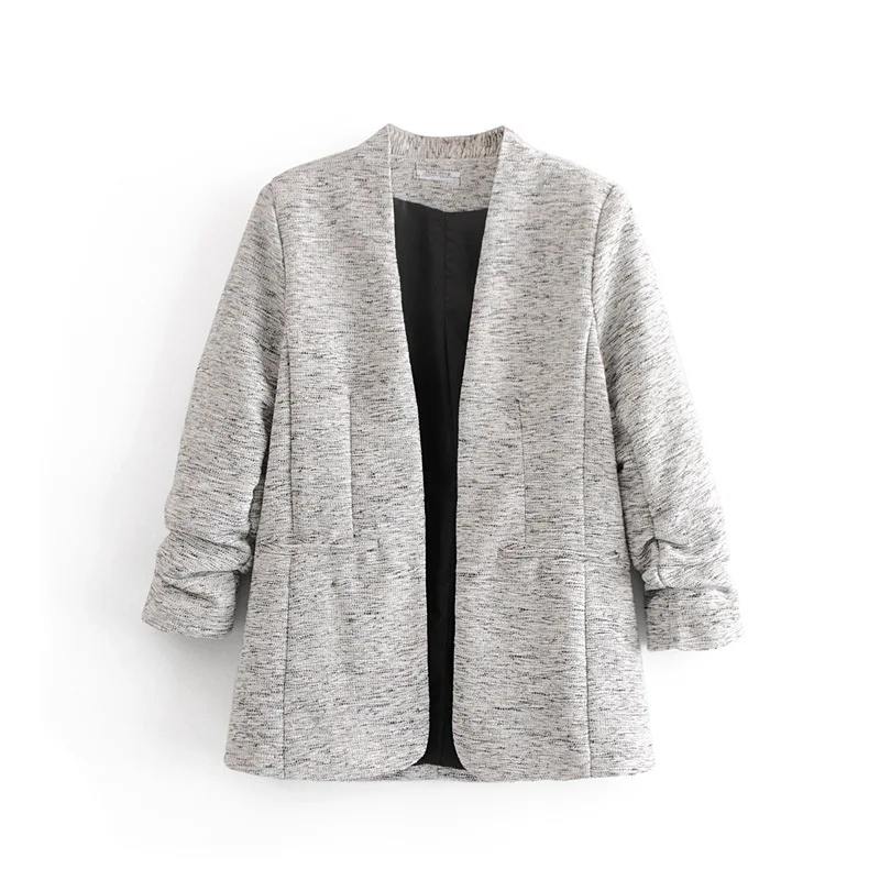

2019 Spring New Style Western Style Tatting Medium-length zhe zhou xiu Suit Jacket