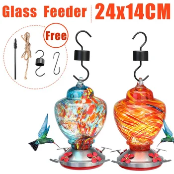 

Pet Bird Feeder Hummingbird Feeder Courtyard Outdoor Drinking Fountain Hand-blown Glass Hanging Feeding Station Food Container