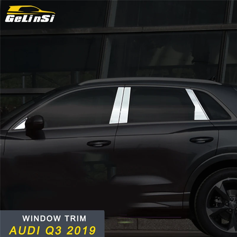 

GELINSI Car Styling Gate Door Window Decoration Cover Frame Trim Sticker Chrome Exterior Accessories for Audi Q3 F3 2019