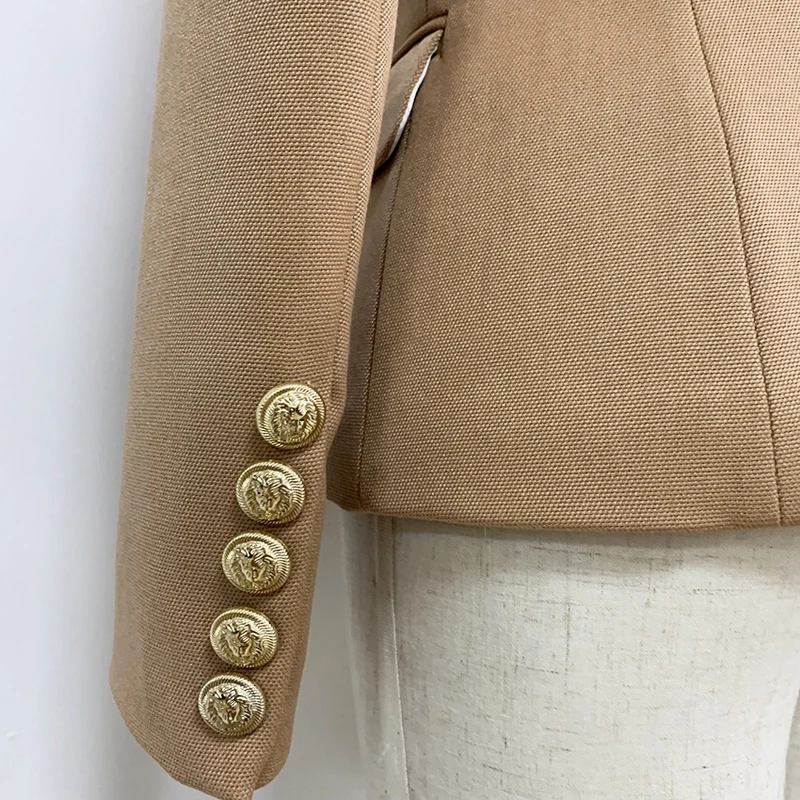 Winter Woman Blazer Jacket Coat Double Breasted Office Suit Female Chic Khaki Long Sleeve Blazers