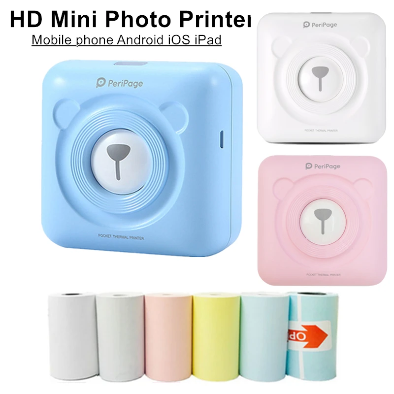 

Peripage 304dpi HD Mini Pocket Photo Printer Bluetooth Mobile Phone Wireless Barcode POS Printer for Android iOS 58mm Thermal