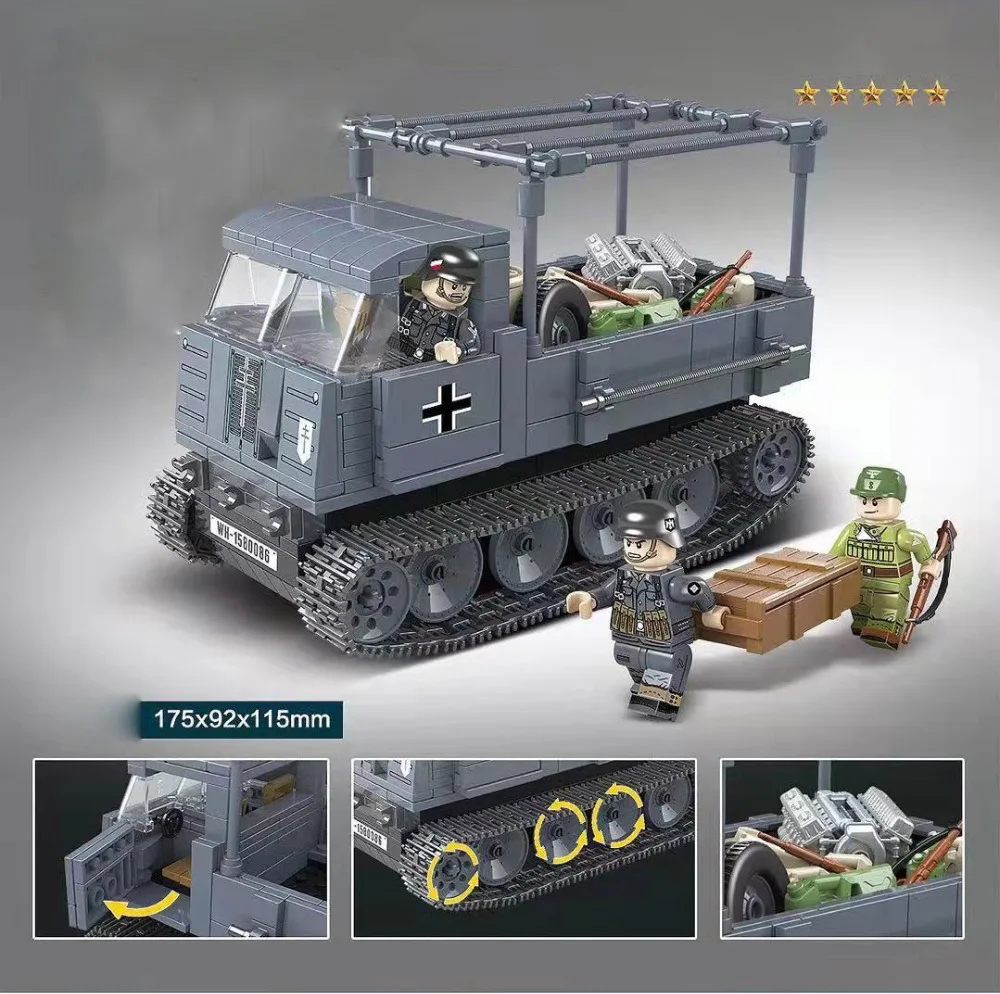WW2 Германия RaupenSchlepper Ost batisbricks армейские фигурки строительный блок мировая война модель игрушки ROS/03 грузовик оружие коллекция кирпича