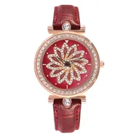 Reloj con correa de malla giratoria para mujer, accesorio de marca de lujo, con textura de superficie de flores, joyería para mujer