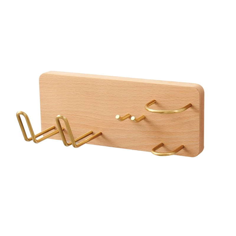 Amgoth Walnut Wood Hair Dryer Holder Organized Rack Wall Mounted Hair Straightener Stand Bathroom  Accessories Set Home 5