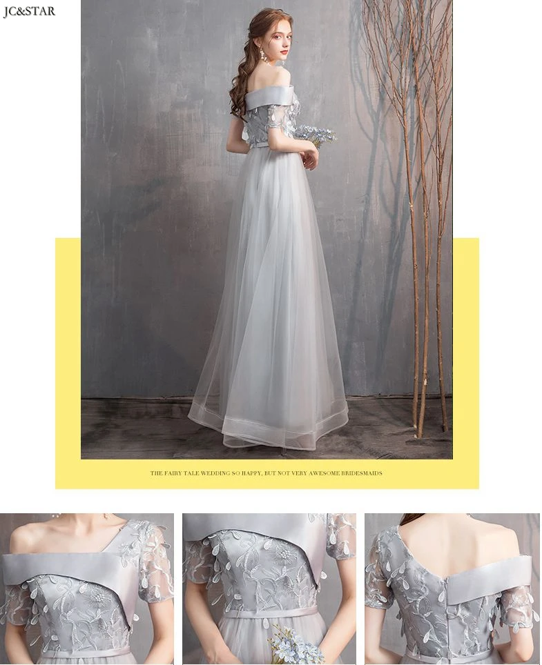 Abito damigella new lace star 4 style A Line grey bridesmaid dress long vestido dama de honra wedding guest dress Plus size