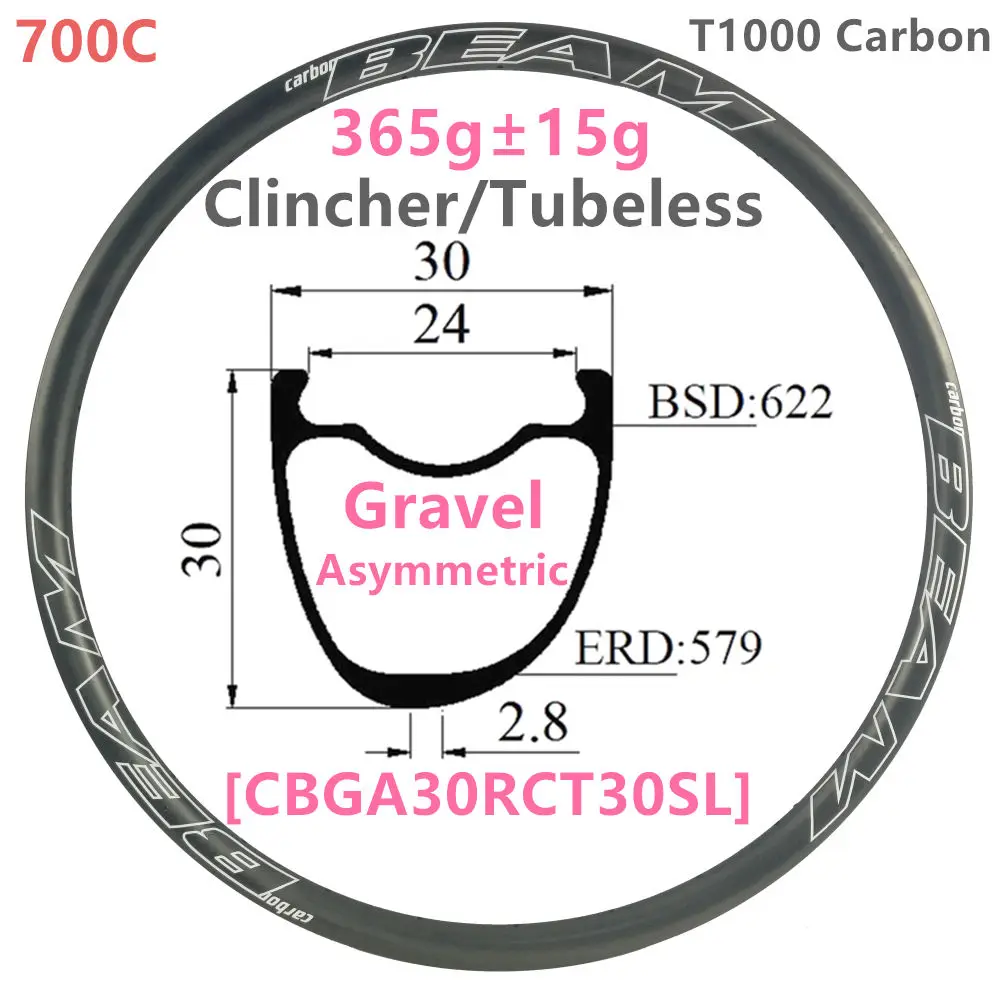 Roues Carbone 29" Pour VTT Gravel - Jantes Clincher Tubeless, Sans Crochet, Garantie 3 Ans