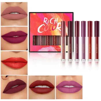 

6PCS Matte Velvet Lip Gloss Set Liquid Lipstick Smooth Waterproof Lip Gloss For Women Lips Makeup